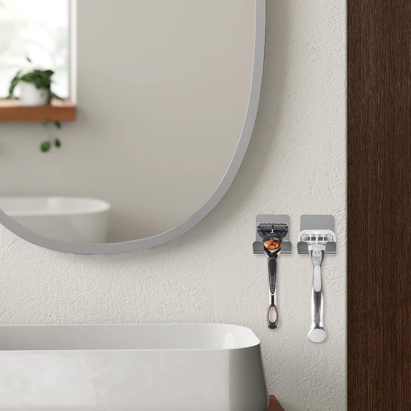 Linkidea 2 Pack Wall Mount Razor Holder for Shower, Self Adhesive Shaver Hooks, Stainless Steel Sticky Hanger Compatible Gillette with Venus Platinum, Fusion 5 Proshield, Mach 3 Classic (Silver) - Image 5