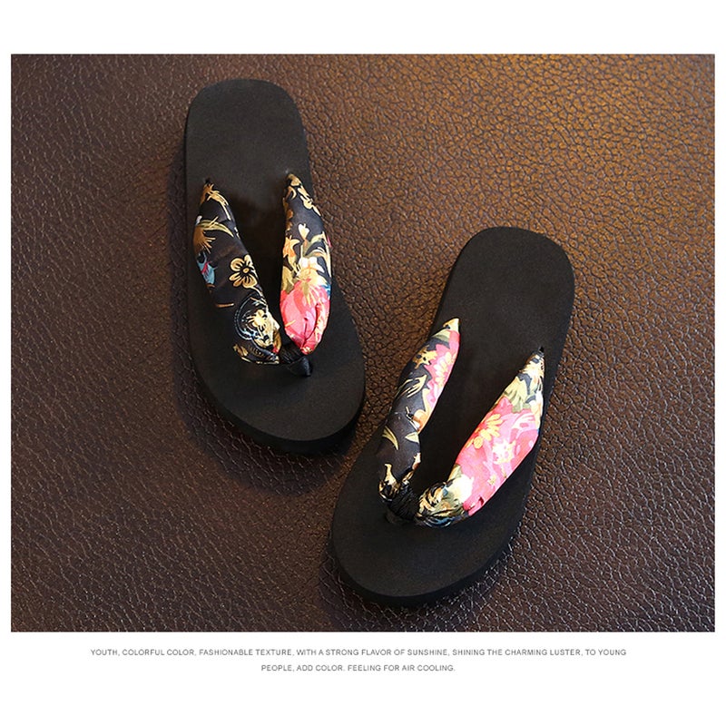 2 Pairs Bohemia Style Kids Slipper Silk Fabrics Anti- Slippers Stylish Slipper Household Mid-heel Slipper for Kids Wearing ( Stamping Silk Cloth Size 25/26 10.5US,10UK,27.5EU,4.323Inch) - Image 5