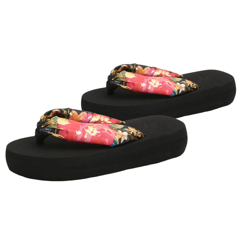 2 Pairs Bohemia Style Kids Slipper Silk Fabrics Anti- Slippers Stylish Slipper Household Mid-heel Slipper for Kids Wearing ( Stamping Silk Cloth Size 25/26 10.5US,10UK,27.5EU,4.323Inch) - Image 2