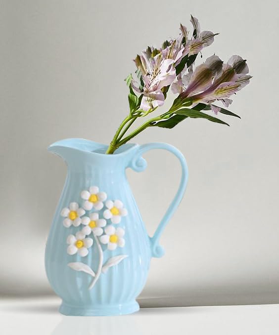 Xtore Modern Decorative Ceramic Vase with Handle for Home Decoration (Pack of 1, SKY) - Image 1