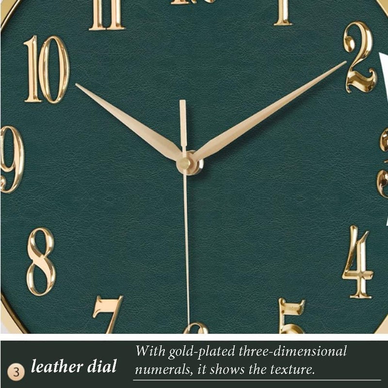 Glaceon 1pc Double Sided Wall Clock Iron Art Clock Living Room Retro Clock Metal Round Battery Powered Silent Clock Photo Props Outdoor Decor W3Green - Image 3