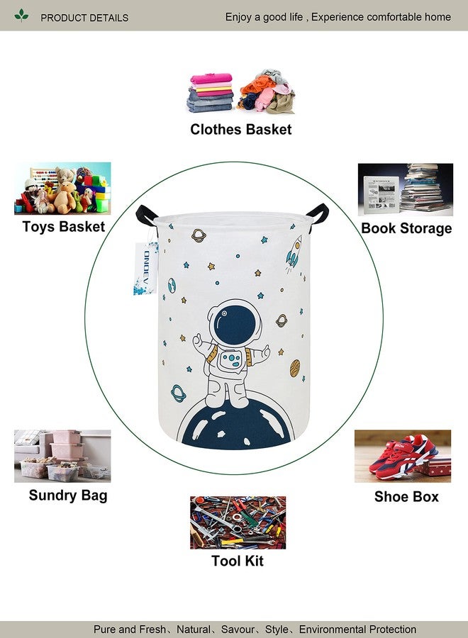ONOEV Round Space Astronaut Laundry Basket, Collapsible Laundry Hamper for Boys, Cute Galaxy Storage Bin, Waterproof Toy Storage for Kids Room, Nursery, Playroom, Boys Birthday Gift(Star astronaut) - Image 3