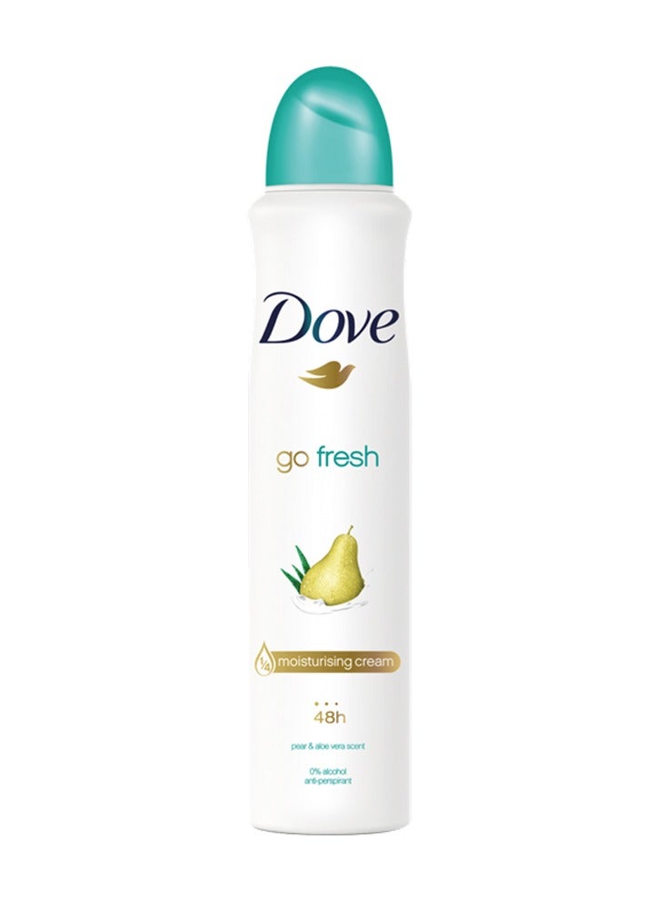 Dove Pack of 6 Go Fresh Pear and Aloe Vera Scent Deodorant Spray 250ml  - Image 2