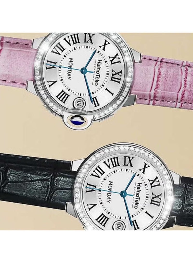 Haino Teko RW 20 Diamond Edition Classic Round Smartwatch | Elegant Red Design, Two Set Straps, Fitness Tracker, Heart Rate Monitor, Sleep Tracking, Stylish Watch for Women & Girls - Image 4