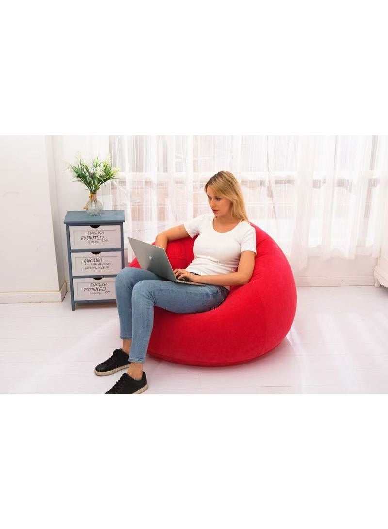 SKT Shiketro Inflatable Recliner with Portable USB Wireless Pump, Flocked PVC Material, Adult Inflatable Beanbag Sofa/Recliner（Red） - Image 3