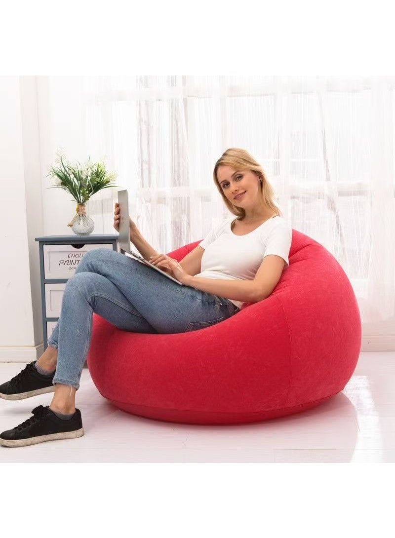 SKT Shiketro Inflatable Recliner with Portable USB Wireless Pump, Flocked PVC Material, Adult Inflatable Beanbag Sofa/Recliner（Red） - Image 4