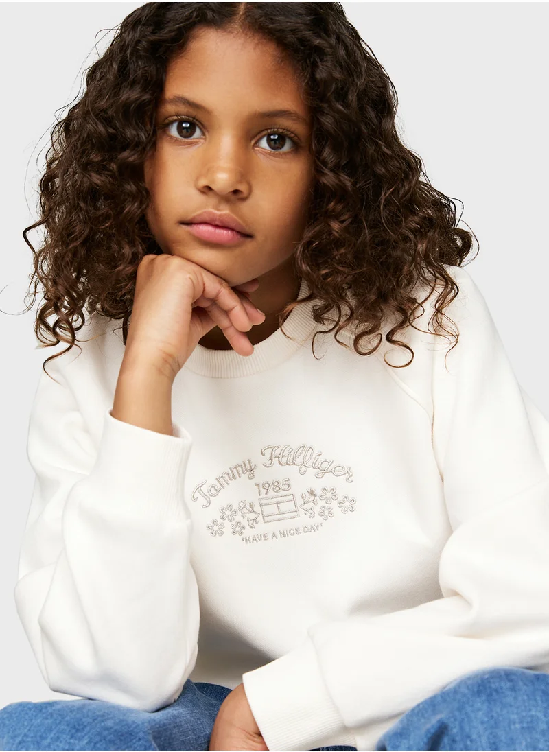 TOMMY HILFIGER EMB FLOWER FLEECE CREWNECK