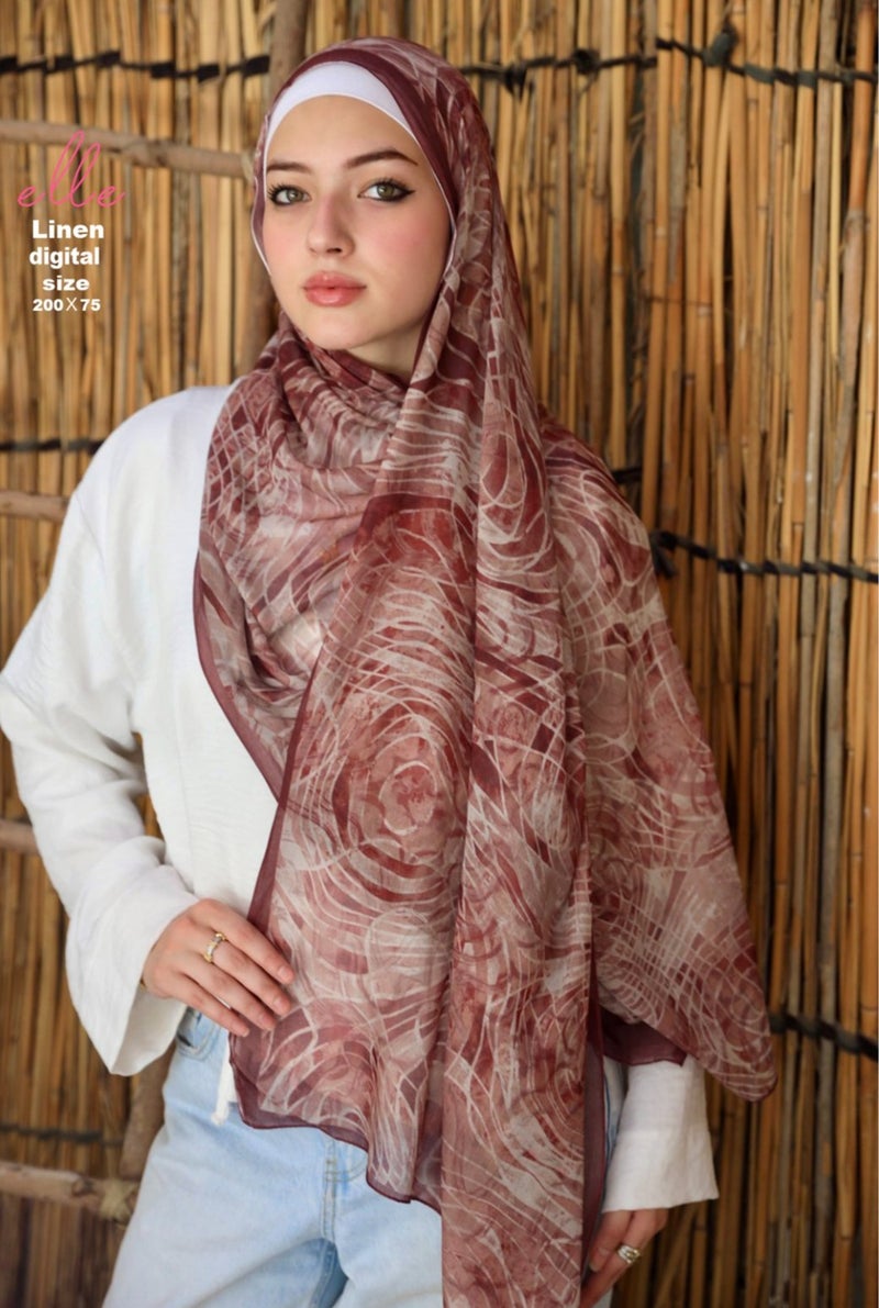 Luxury Cotton Linen Islamic Hijab Scarf for Women– Elegant Design for Daily Wear & Special Occasions – Size 200 × 75 cm