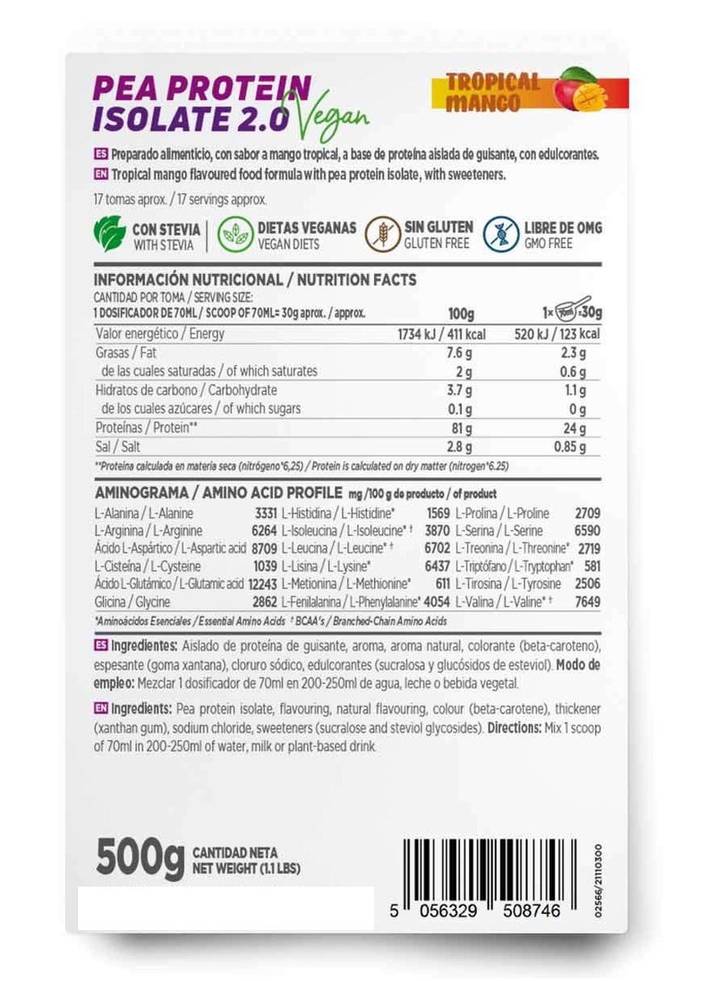Pea Protein isolate 2.0 500g Tropical Mango