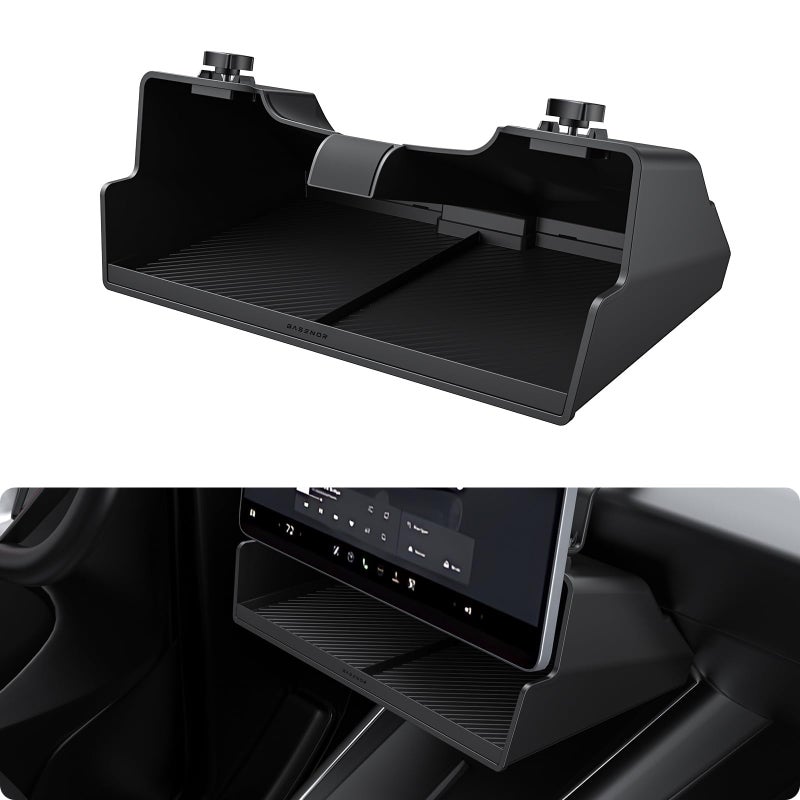 BASENOR 2026 Tesla Model Y Model 3 Under Screen Storage Box [100% Secure] Center Console Organizer Tray for Model Y Juniper 2025 2026 Model 3 Highland 2024 2025 2026 (Standard, Premium & Performance) - Image 1