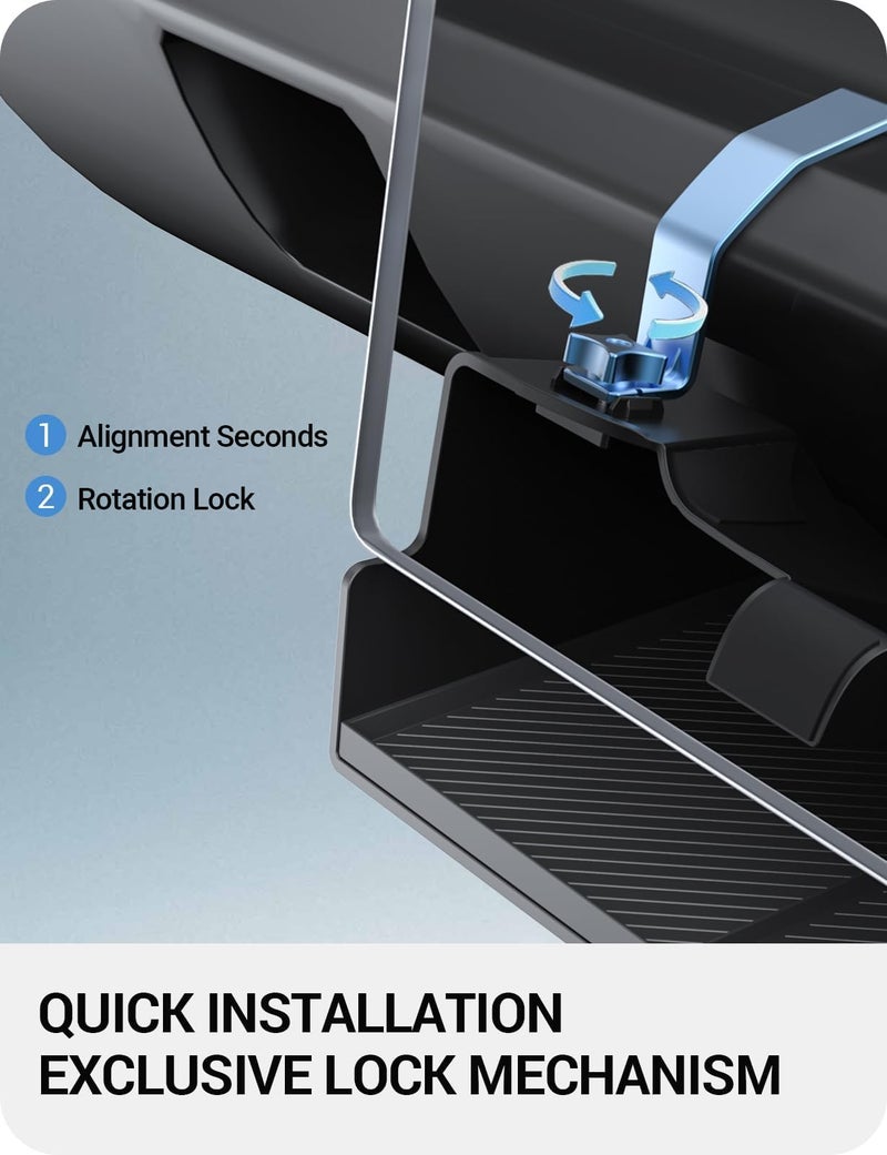 BASENOR 2026 Tesla Model Y Model 3 Under Screen Storage Box [100% Secure] Center Console Organizer Tray for Model Y Juniper 2025 2026 Model 3 Highland 2024 2025 2026 (Standard, Premium & Performance) - Image 3