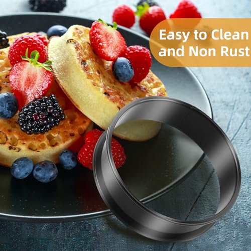 RICHSC-PAN Crumpet Rings, 16Pack Nonstick English Muffin Ring, Outer diameter 4 Inch+3.3Inch Food-Grade Stainless Steel Tart Rings. More Convenient to Take the Food of The Bakery Ring Mold. - Image 4