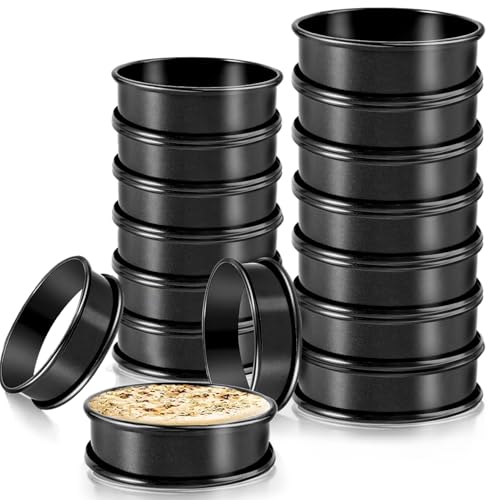 RICHSC-PAN Crumpet Rings, 16Pack Nonstick English Muffin Ring, Outer diameter 4 Inch+3.3Inch Food-Grade Stainless Steel Tart Rings. More Convenient to Take the Food of The Bakery Ring Mold. - Image 1