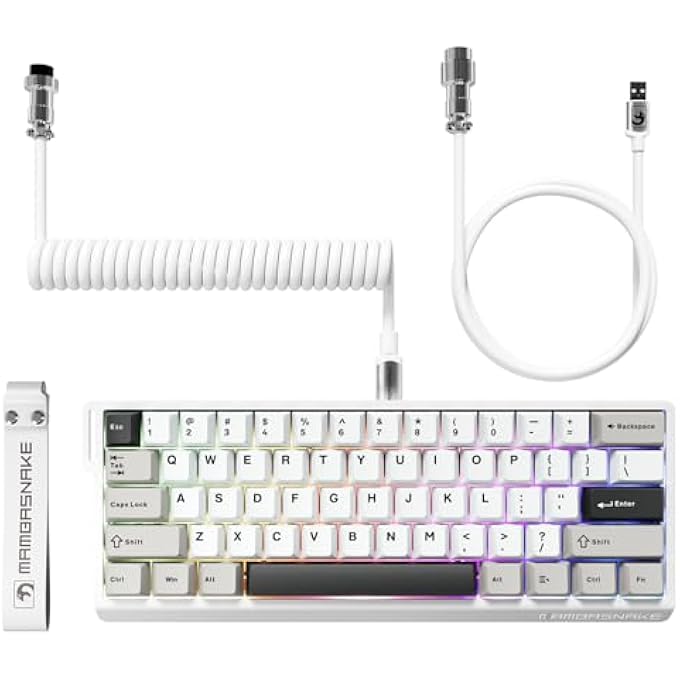 MAMBASNAKE X60 HE RAPID TRIGGER WIRELESS GAMING KEYBOARD, 0.01 MM RT ACCURACY 8000HZ WIRED RGB KEYBOARD, SPIRAL CABLE, MAGNETIC SWITCHES, ADJUSTABLE ACTUATION, SNAP TAP, FOR PC/MAC - Image 1