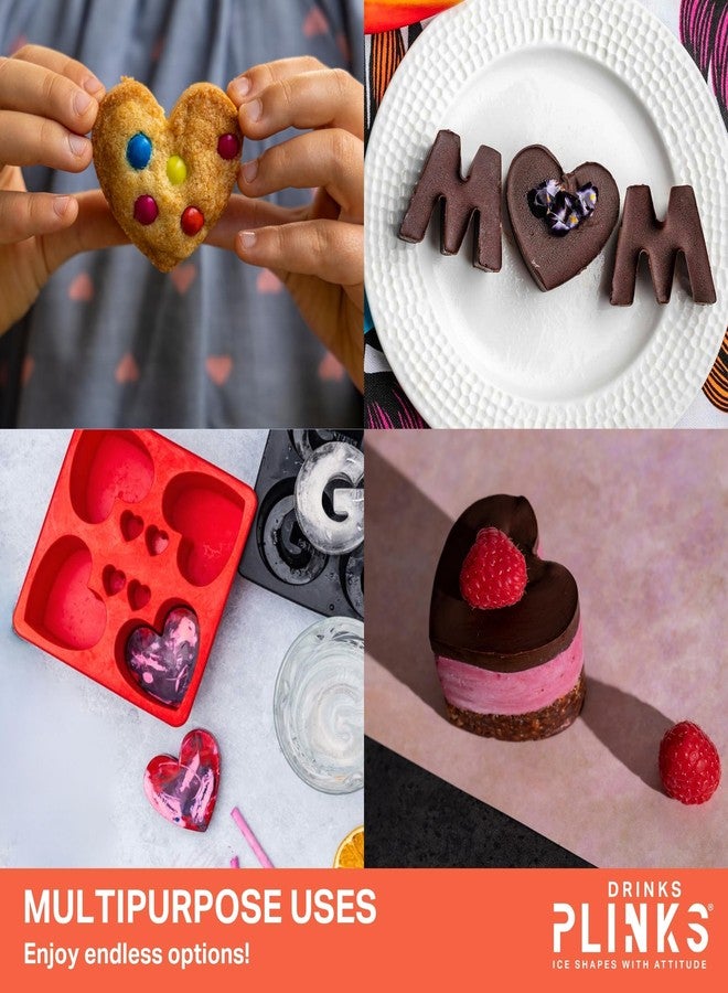 DRINKSPLINKS Large Silicone Heart Ice Cube Tray - Big Heart Shaped Ice Cube Trays That Freeze Heart Shape Ice Cubes for Valentine's Day Drinks. Also use the Heart Ice Mold for Desserts and Ice Cream. - Image 4