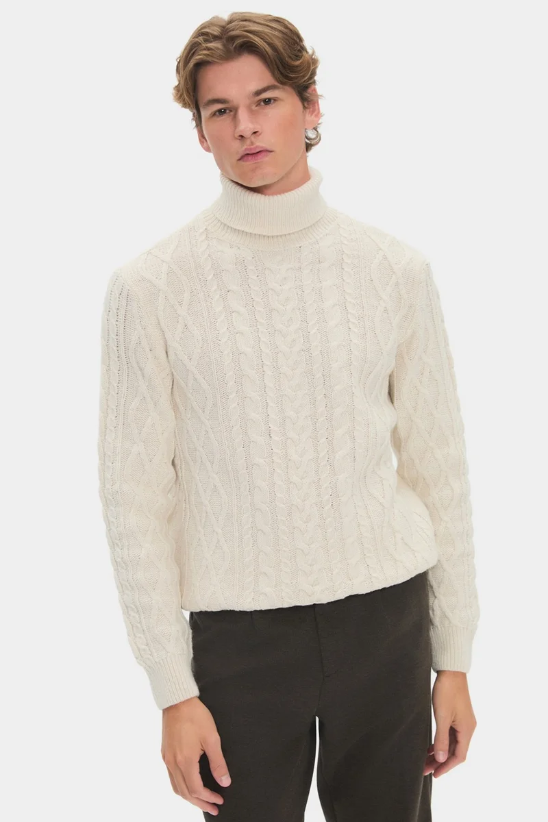 جون Men's Regular Fit Turtleneck Knit Detailed Knitwear Sweater