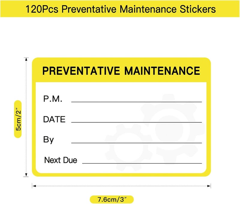 TESWEY 120PCS Preventative Maintenance Stickers, Service Tags Labels for Equipment,3x2 Inch Self-Adhesive Maintenance Stickers(Yellow) - Image 2