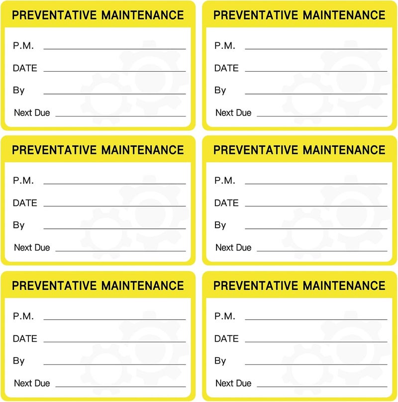 TESWEY 120PCS Preventative Maintenance Stickers, Service Tags Labels for Equipment,3x2 Inch Self-Adhesive Maintenance Stickers(Yellow) - Image 1