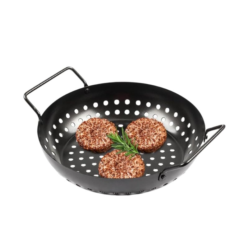 SHREESAMP SHREESAMP Non-stick BBQ Grilling Pan, Heavy Duty Grill Pan With Holes And Handles, Carbon Steel Barbecue Plate With Oil Drain Holes For Grilling Meat, Vegetables, Seafood & Outdoor Cooking  - Image 2