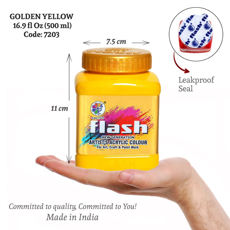 Flash Acrylic Colour (Golden Yellow, 500 ml) - Image 2