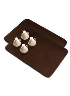 Kuber Industries Kuber Industries Dish Dry Mat | Microfiber Drying Mat | Kitchen Drying Mat | Reversible Mat | Kitchen Absorbent Mat | Dish Dry Mat for Kitchen | 38x50 | Pack of 2 | Brown  - Image 1