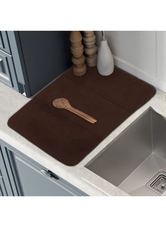 Kuber Industries Kuber Industries Dish Dry Mat | Microfiber Drying Mat | Kitchen Drying Mat | Reversible Mat | Kitchen Absorbent Mat | Dish Dry Mat for Kitchen | 38x50 | Pack of 2 | Brown  - Image 5