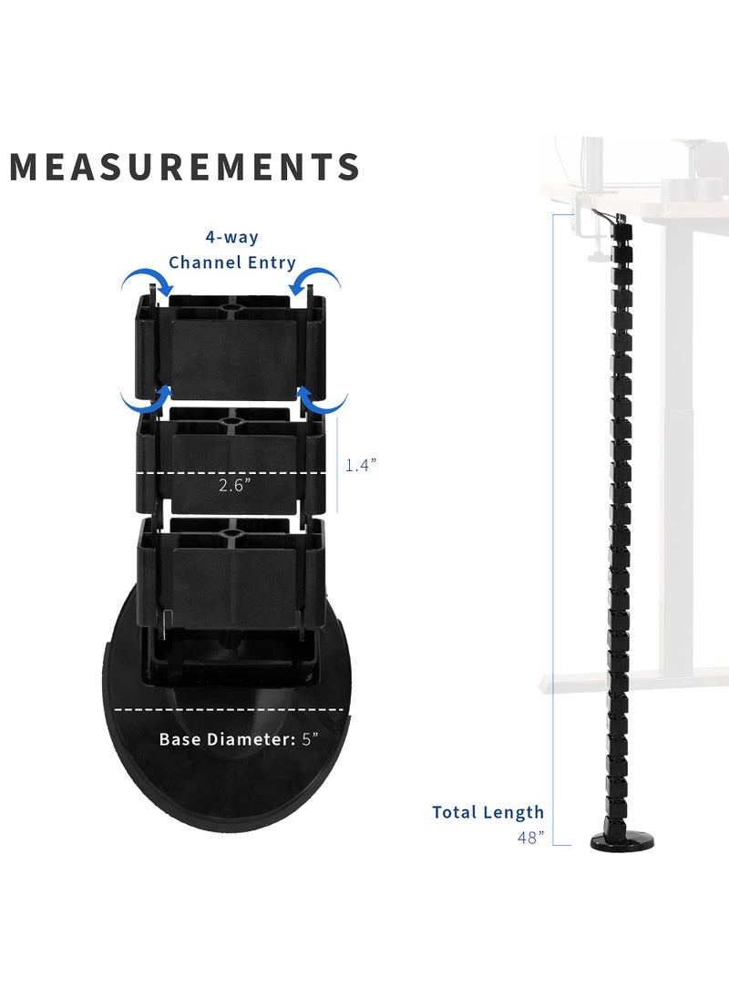 vivo VIVO Under Desk Vertebrae Cable Management Kit, Adjustable Quad Entry Flexible Cord Organizer for Home Office, Black, DESK-AC01C  - Image 2