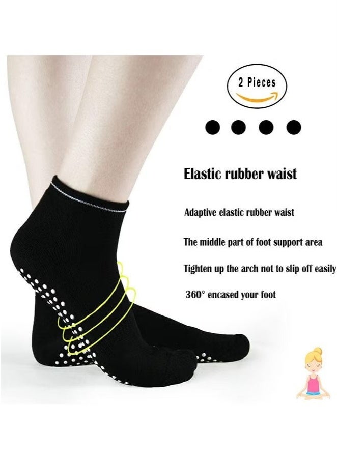 Generic Non Slip Socks for Women, All Season Fashion, Simple Casual Sports Socks, Yoga, Ballet, Dance, Fitness, Football, Hospital, Medium Size Socks, Free Size 2pcs - Image 2