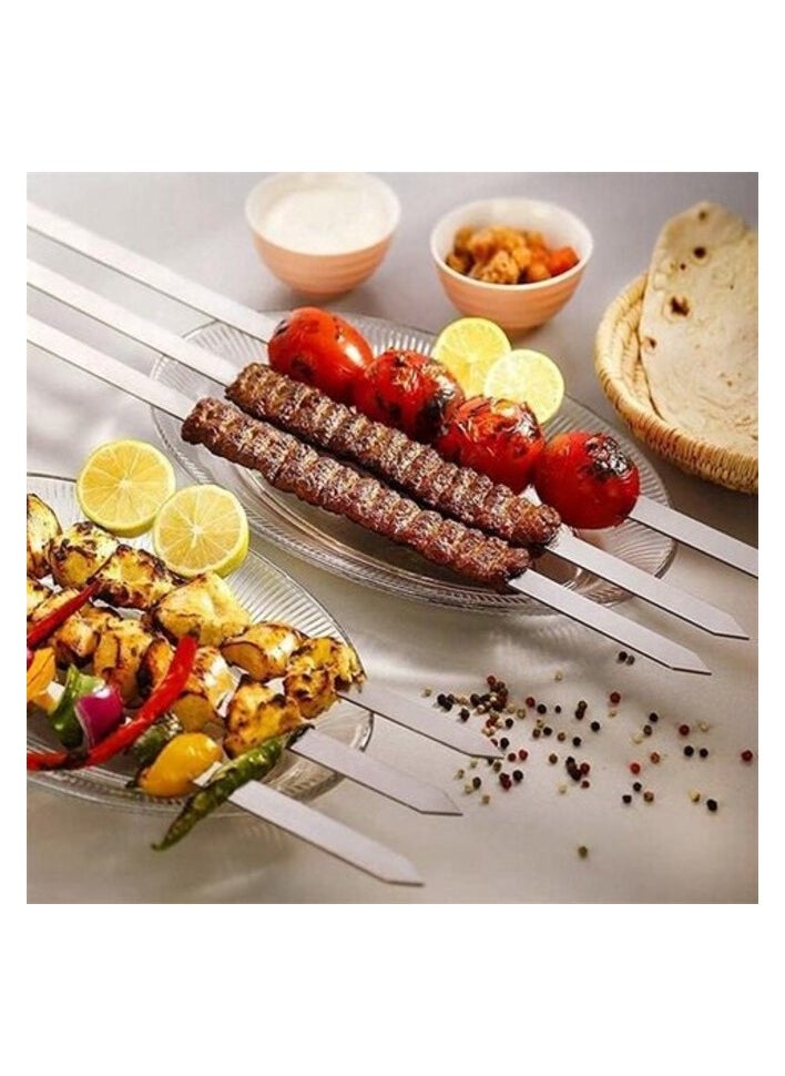 AtrauX Atraux 3 Pcs Long BBQ Skewers Set, Stainless Steel Turkish Skewers With Wooden Handle  - Image 1