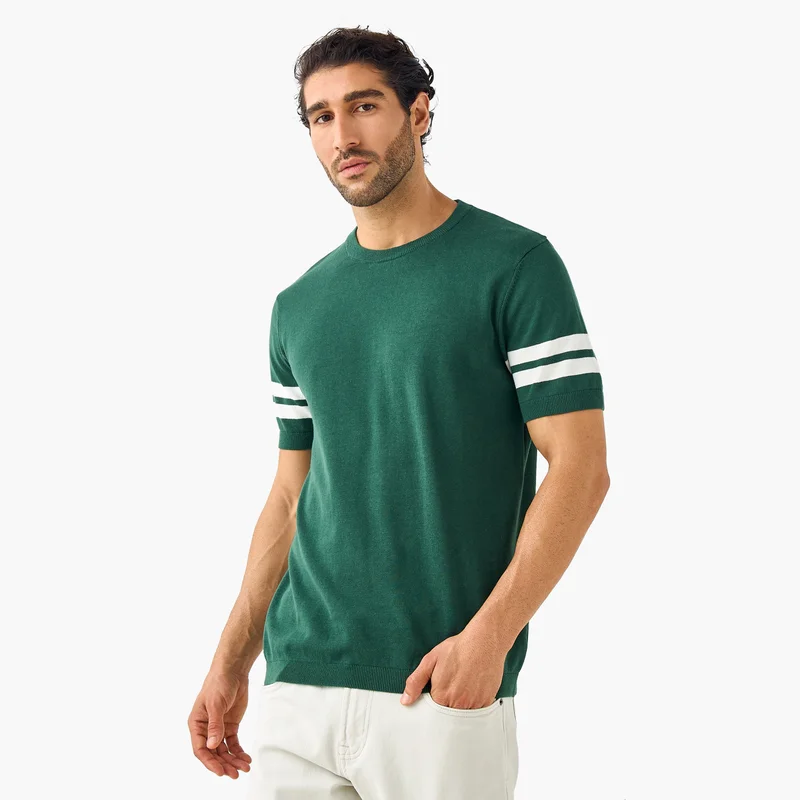 Splash FAV Stripe Detail Crew Neck T-shirt