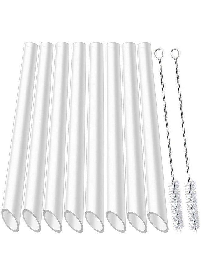 ALINK Reusable Clear Boba Straws, 13 mm x 10.5 in, Jumbo Hard Plastic Smoothie Straws for Bubble Tea, Popping Pearls, Pack of 8 with 2 Cleaning Brush - Image 1