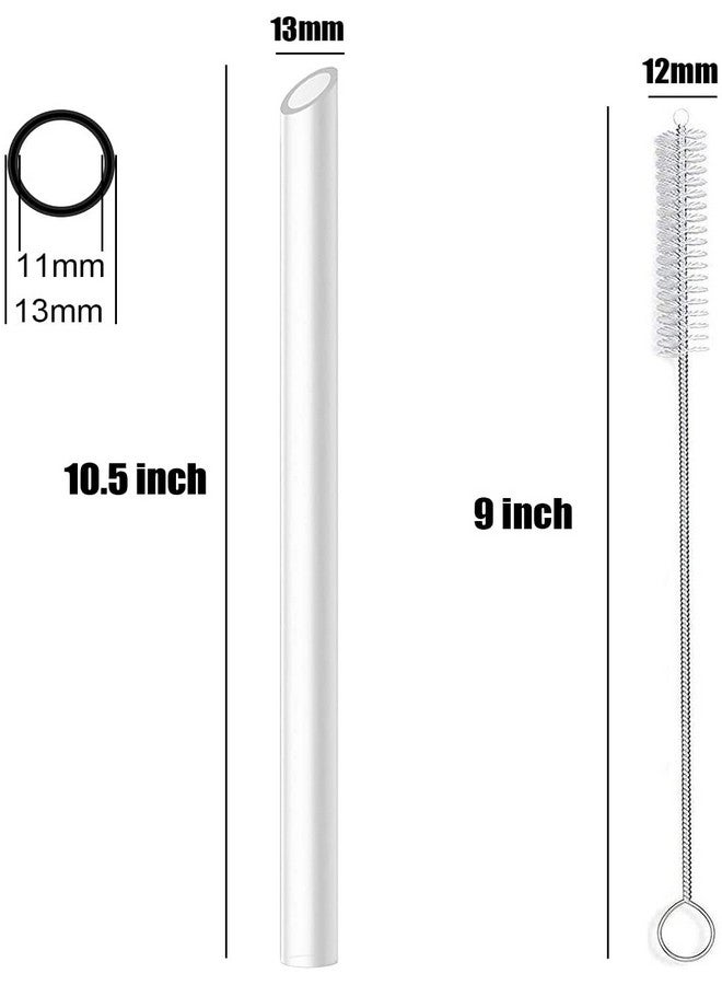 ALINK Reusable Clear Boba Straws, 13 mm x 10.5 in, Jumbo Hard Plastic Smoothie Straws for Bubble Tea, Popping Pearls, Pack of 8 with 2 Cleaning Brush - Image 2