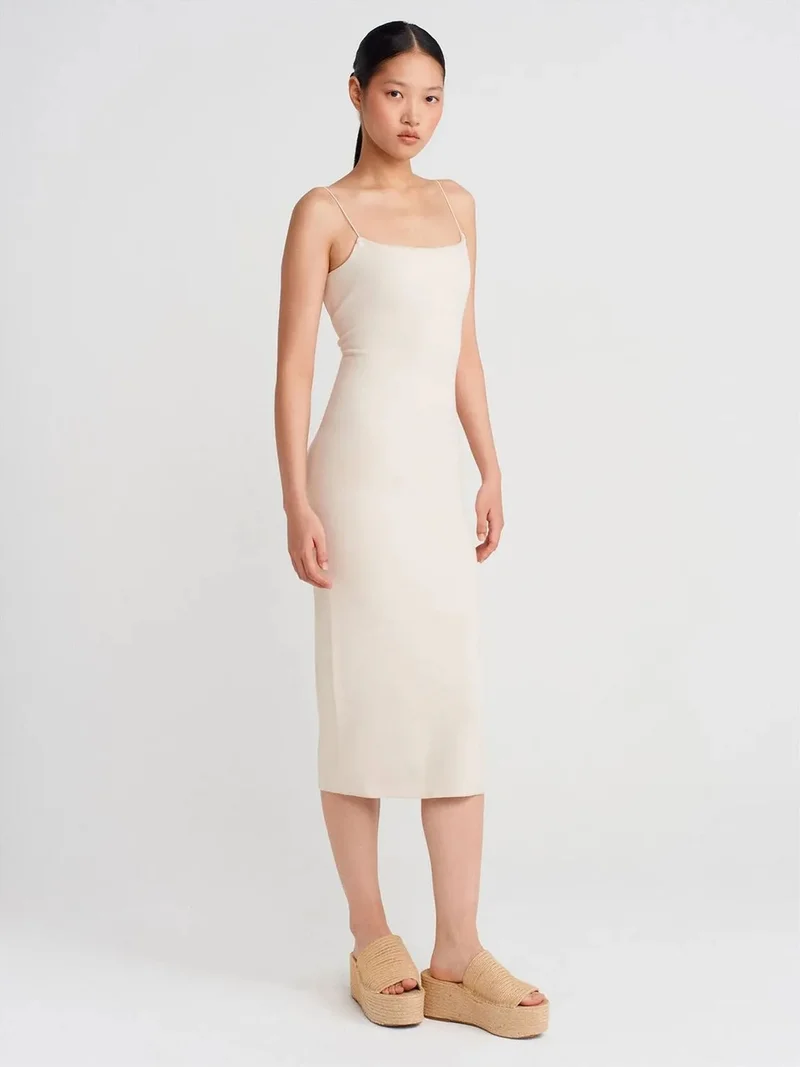 ديلفين Dilvin Sleeveless Bodycon Midi Dress With Cut-Out Detail
