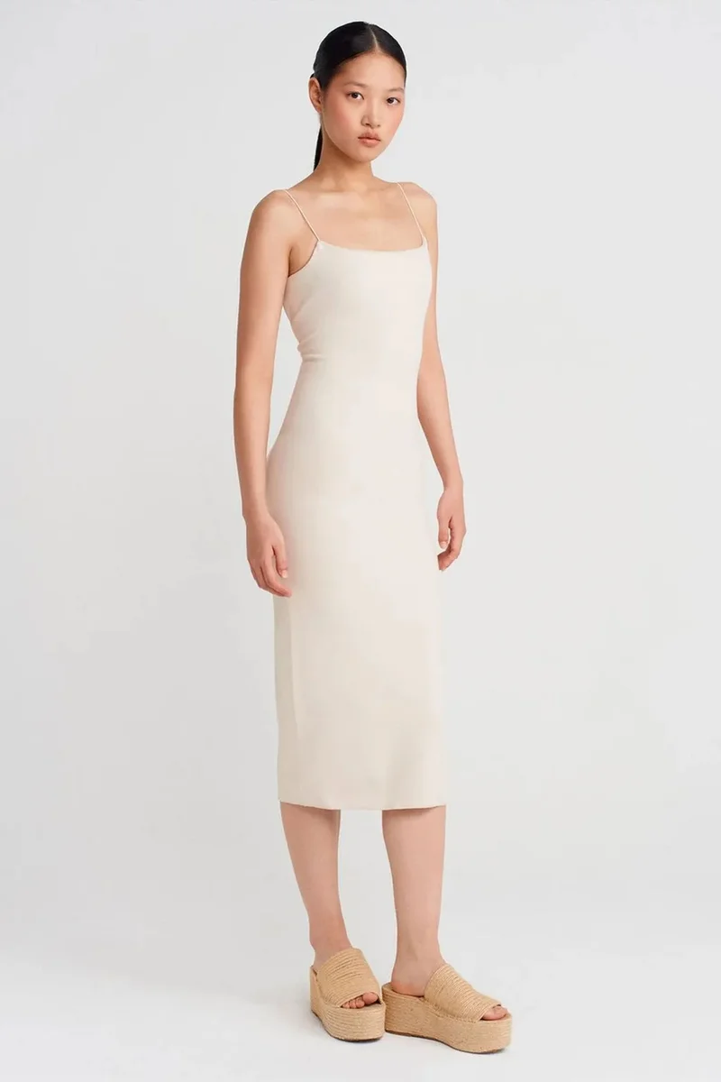 DILVIN Sleeveless Bodycon Midi Dress With Cut-Out Detail