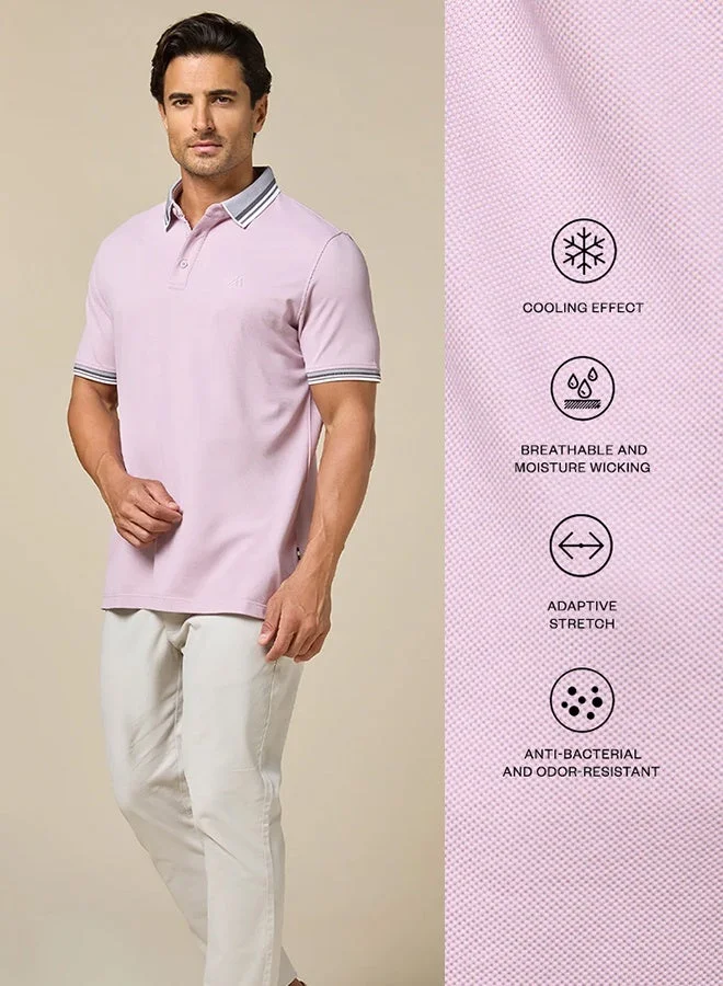 MANNERISM  The Rose Blend Pink Lyocell Blend Polo Comfort Fit for Men | Best Price UAE