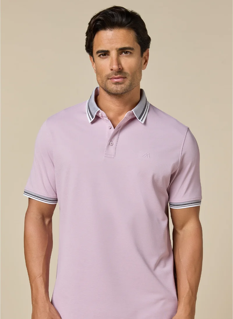 MANNERISM  The Rose Blend Pink Lyocell Blend Polo Comfort Fit for Men | Best Price UAE
