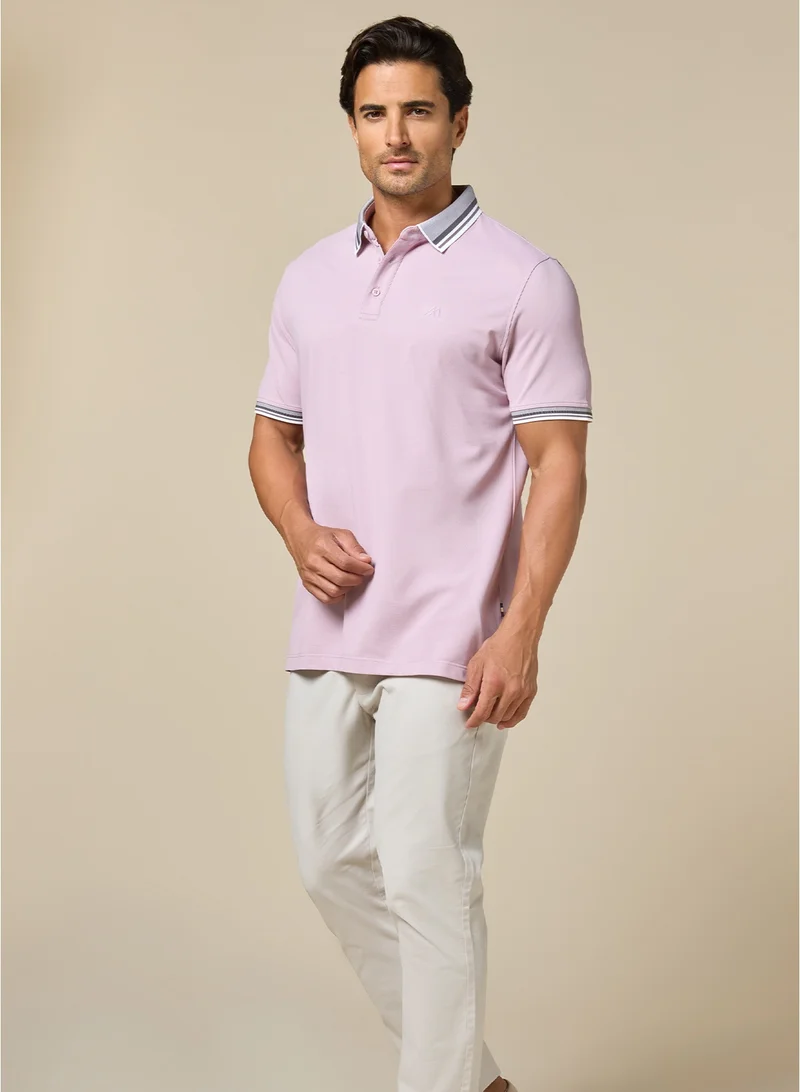 MANNERISM  The Rose Blend Pink Lyocell Blend Polo Comfort Fit for Men | Best Price UAE