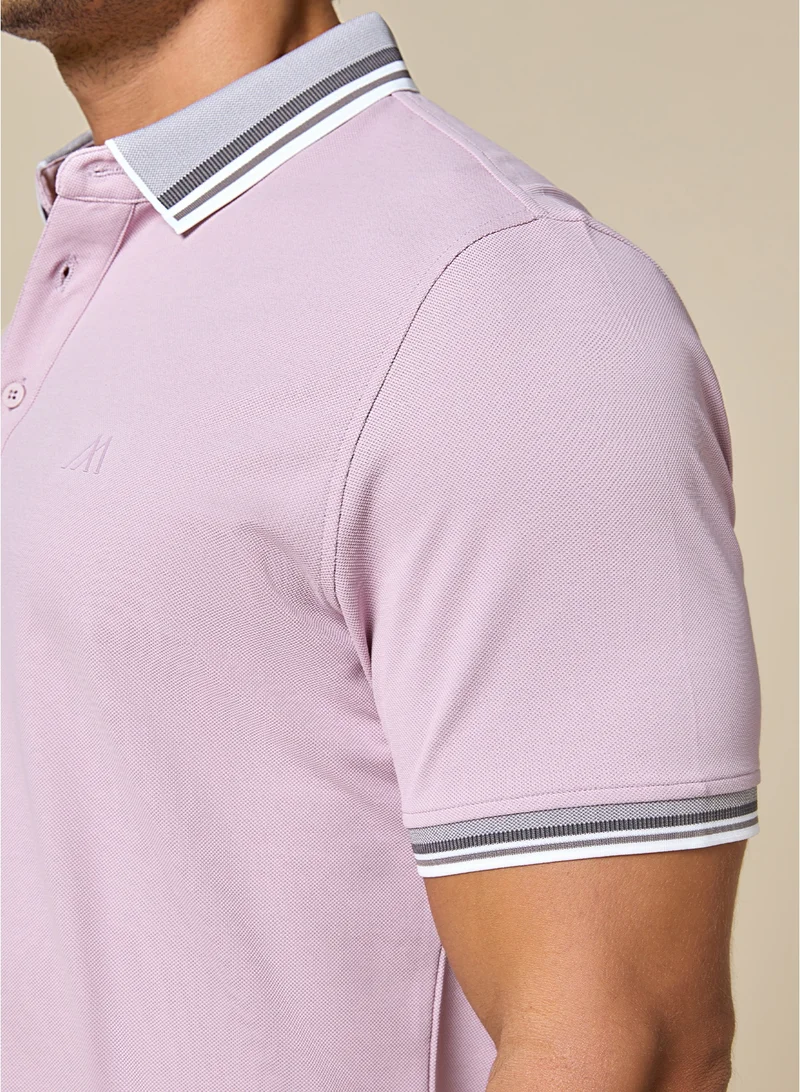 MANNERISM  The Rose Blend Pink Lyocell Blend Polo Comfort Fit for Men | Best Price UAE