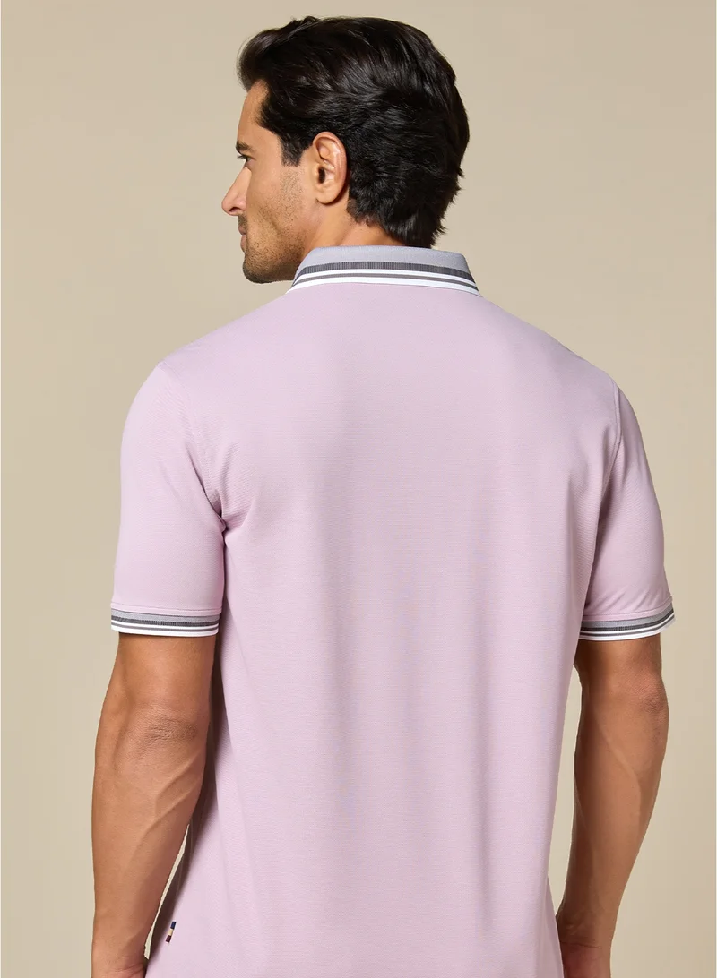 MANNERISM  The Rose Blend Pink Lyocell Blend Polo Comfort Fit for Men | Best Price UAE