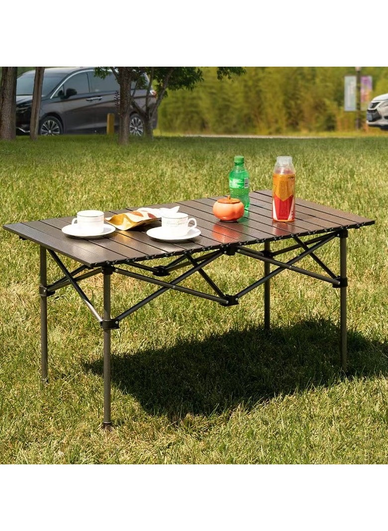 EXCLIFE Folding table, portable retractable camping table, carbon steel folding table, ultra light and compact, with tote bag, suitable for outdoor, beach, barbecue, picnic, cooking, festival, indoor, office (large size)  - Image 2