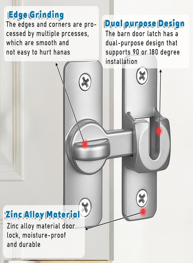 Tucnoeu 2 Pack 90/180 Degree Barn Door Lock,Small Flip Gate Latches Hardware,Flips Latch Lock,Heavy Duty Security Sliding Gate Locks for Gates Barn Garage Garden Fence Shed Window Cabinet - Image 5