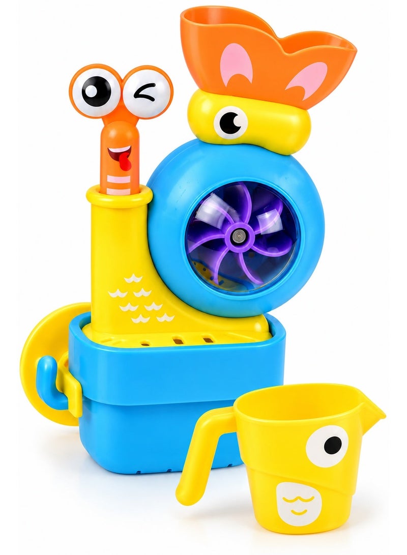 Spin Snail Splash Bath Toy for Toddlers 18M+, Water Pouring Shower Toy with Spinning Wheel, Pop-Up Snail Eyes, Drainage Waterfall & Pour Cup for Baby Bath Time Play - Image 1