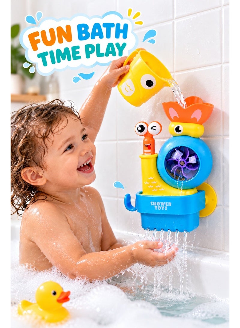 Spin Snail Splash Bath Toy for Toddlers 18M+, Water Pouring Shower Toy with Spinning Wheel, Pop-Up Snail Eyes, Drainage Waterfall & Pour Cup for Baby Bath Time Play - Image 2