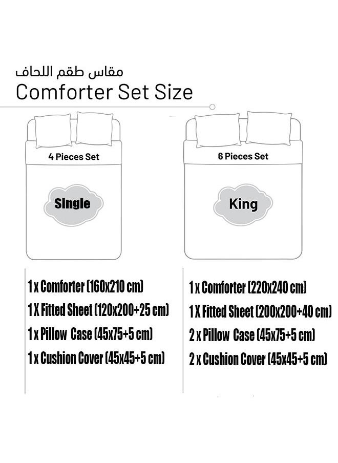 4-Piece Quilted Compressed Comforter Set For All Season Microfiber Grey Single 1 x Comforter 160x210cm 1 x Fitted Sheet 120x200+25cm 2 x Pillow Case 45x75cm 2 x Cushion Cover 45x45cm