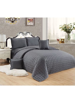 4-Piece Quilted Compressed Comforter Set For All Season Microfiber Grey Single 1 x Comforter 160x210cm 1 x Fitted Sheet 120x200+25cm 2 x Pillow Case 45x75cm 2 x Cushion Cover 45x45cm - pzsku/ZAAB365DC5A96632D15D4Z/45/_/1668668023/8c349fe8-f2ad-4809-a1a7-683050f50273