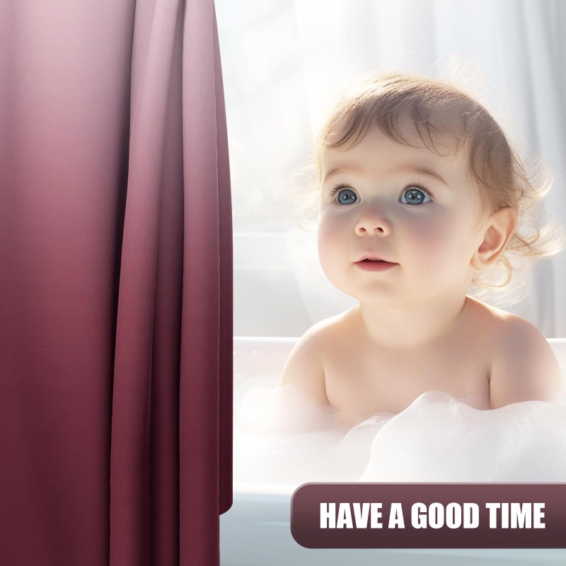 OLANLY Luxury Red and White Ombre Shower Curtain Sets with 12 Hooks  Waterproof and Washable Decorative Shower Curtains for Bathroom  72x72 Inches - Image 3