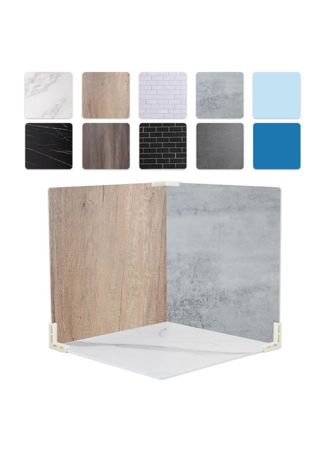 EOAJAFOU - 5PCS Double Sided 10 Patterns Photography Backdrop Boards, 16x16 Inch Waterproof Background Surface with 4 Brackets, Cement Marble Wood Brick Texture Backdrop for Food Jewelry Shooting - Image 1