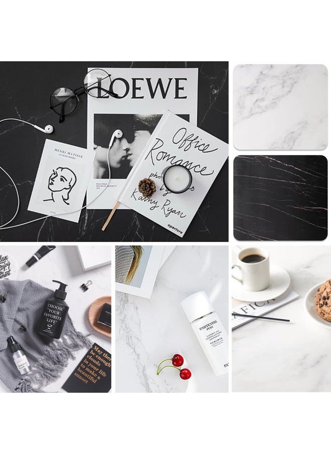 EOAJAFOU - 5PCS Double Sided 10 Patterns Photography Backdrop Boards, 16x16 Inch Waterproof Background Surface with 4 Brackets, Cement Marble Wood Brick Texture Backdrop for Food Jewelry Shooting - Image 1