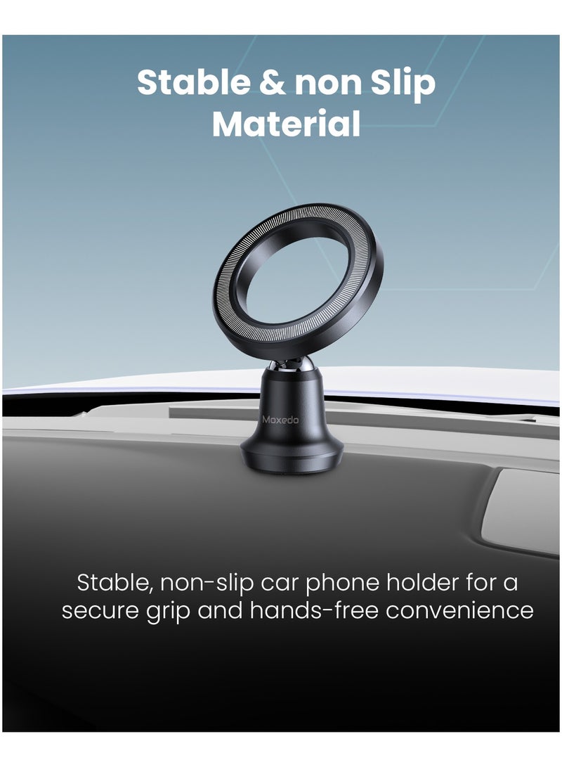 Moxedo Moxedo Magnetic Car Phone Holder for Dashboard | 360° Rotating Snap-On Mount with Strong Magnets for iPhone MagSafe & Android | Hands-Free Holder for 4.7"–7.2" Devices, Aluminum Alloy Design  - Image 3