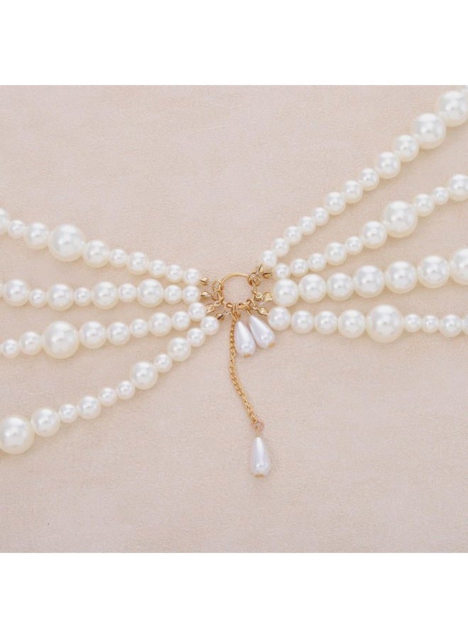 CanB Pearl Waist Chain Layered Belly Body Chains Bikini Belly Chain Beach Rave Party Body Accessories for Women and Girls (B, Pearl) - Image 5